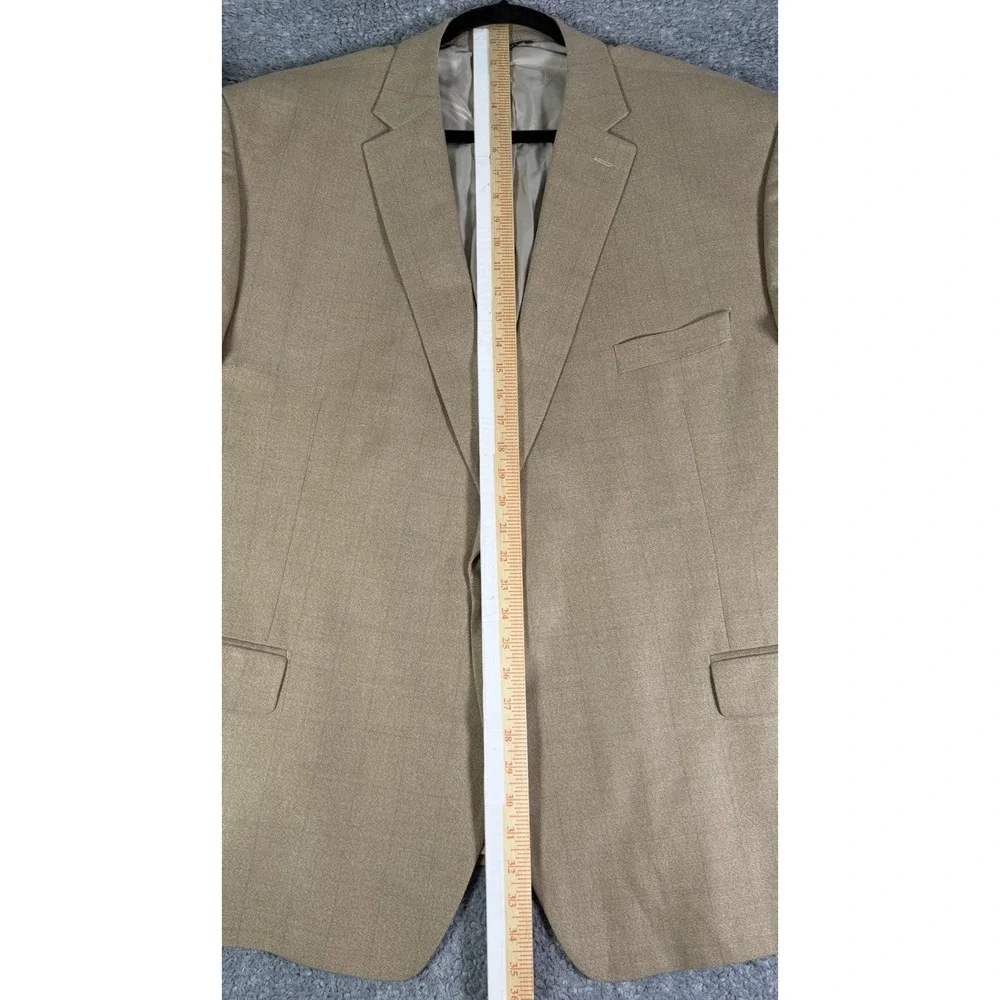 Ralph Ralph Lauren 54R Tan Brown Windowpane Plaid Silk Wool Sport Coat Blazer